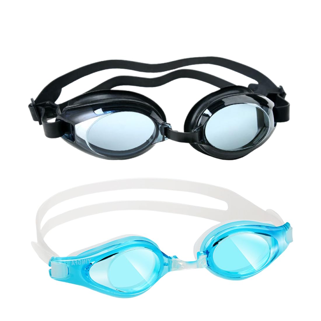 Swimming Goggles, 2 Packs Kids Swimming Goggles, Crystal Clear Swim Goggles for Kids, Children, Boys, Girls, and Teens Age 3-16, Anti-Fog UV Protection No Leaking, Black, Blue