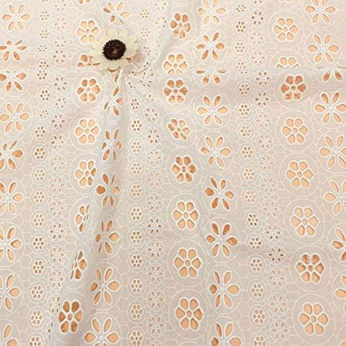 生地布綿100 白い綿布生地刺繍透かしレースおしゃれハンドメイド材料衣装ドレス