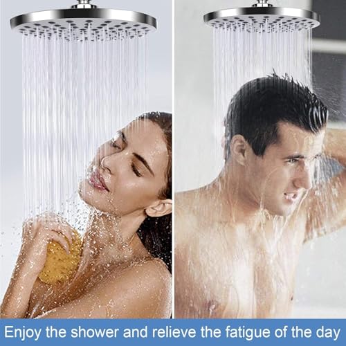 AiQInu Round Shower Head, 24.5 cm, Anti-Limescale Shower Head, Round High Pressure Shower Head in Stainless Steel 304, High Pressure Rain Shower Head