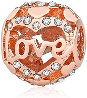 Charm Central Premium Rose Gold Tone "Love" Charm for Charm Bracelets - Fits Most Charm Bracelets