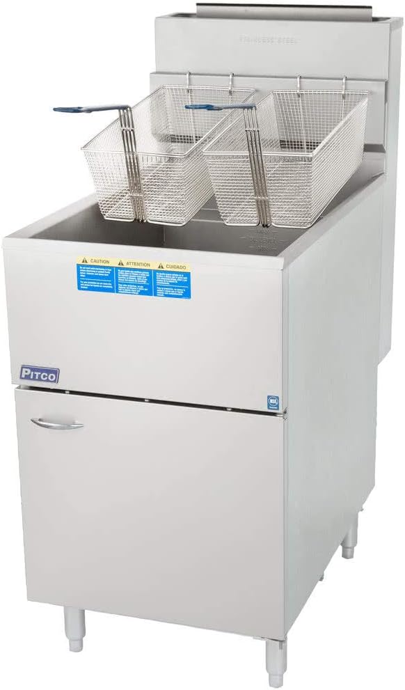 Propane Pitco 65C+S 80 lb. Floor Model Fryer | 150,000 BTU, Single Pot