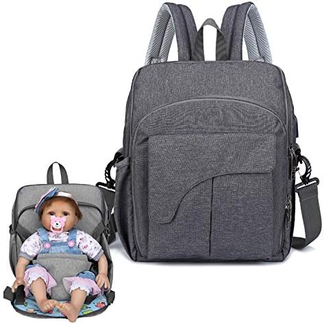 Travel Diaper Bag Backpack for Mom and Dad,Large Capacity Maternity Nappy Bag Waterproof, Plus Insulated Bottle Bag,Stroller Straps&USB Port (Dark Gray)