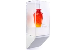 Displays2go, Tapered Pedestal Wall Display, Acrylic, MDF Construction – White, Clear Finish (DCWWDG10WH)