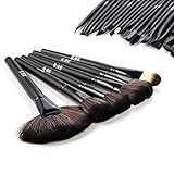 DRQ Face Blush brushes-32 Pcs Black Face Makeup Blush brushes Cosmetic Brush set Kit with black leather case ,Face Eye Shadow Eyeliner Foundation Blush Lip Powder Liquid Cream Blending Brush(Black)