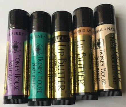 Bundle of 5 - Honey House Naturals Lip Butter Tubes Variety Pack