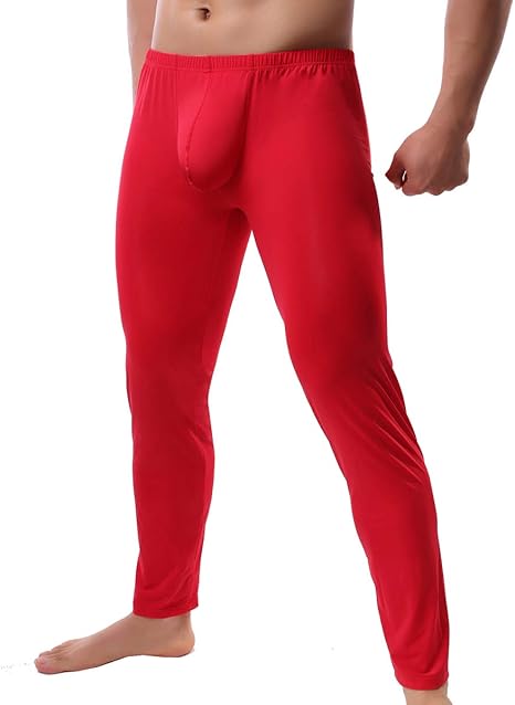 Mens Ice Silk Long Johns Leggings Tight Slim Pants Underwear Base Layer Bottom at Amazon Menâs 