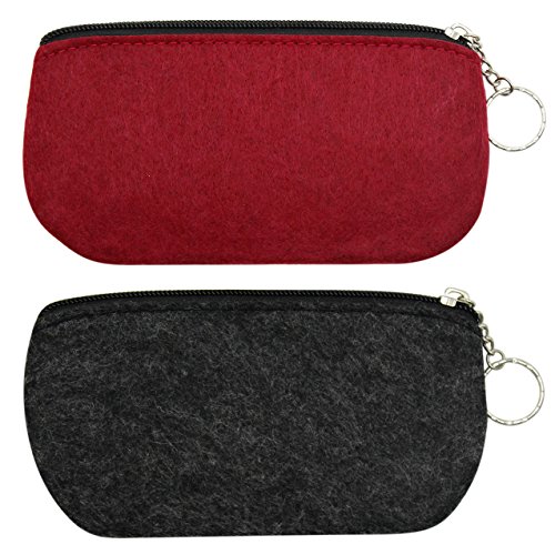 KINGSEVEN 2 Pack Soft Felt Eyeglass Case Sunglasses Pouch Makeup Storage Bag
