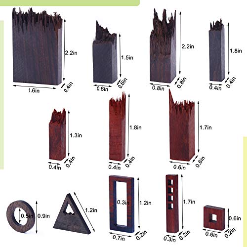 12PCS Wooden Pieces for Epoxy Resin Crafts, LET' S Resin Wood Frame Pendant Accessories, Mixed Colors Wooden Resin Kit for Jewelry Making Supplies, Resin Pendant, Earring, Necklace Crafts DIY