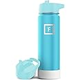 IRON °FLASK Camping & Hiking Hydration Flask with Straw Lid & Boot - Stainless Steel, Double Walled & Vacuum Insulated Water Bottle - Leak Proof & BPA Free (Azure Mist, Straw - 22 oz)