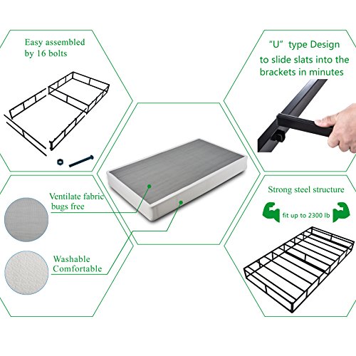 HOMUS 9 Inch High Profile Strong Steel Structure Box Spring/Easy assembly Smart Mattress Base/Foundation Twin XL