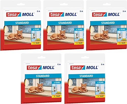 tesamoll® STANDAARD I-profiel schuimrubberen afdichting voor ramen en deuren (6mx9mmx4mm / pak van 5, wit)