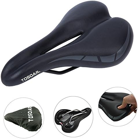 Bicycle Saddle MTB Bike Seat Gel Mountain Bike Saddle Soft and Comfortable Bicycle Seat Padded Bicycle Saddle Include 190T Waterproof Cover (Black)