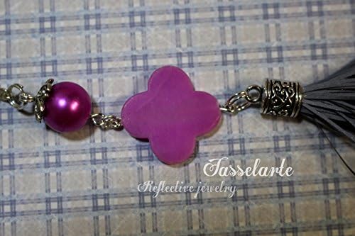Reflective purse charm with tassel, life saving handmade pendant charm to a purse, coat, backbag, zipper pull.