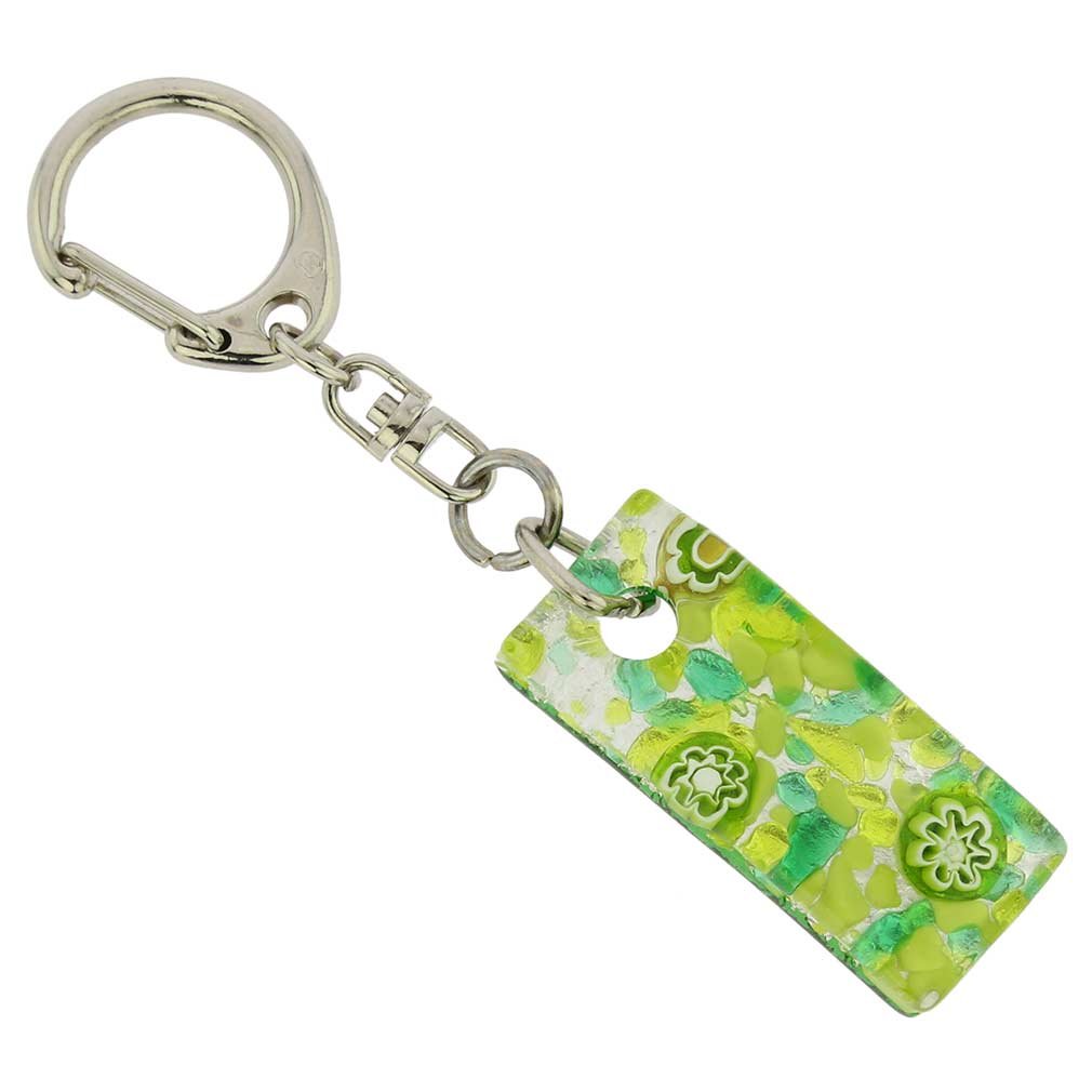 Glass Of Venice Murano Glass Colors Stick Keychain - Green Silver