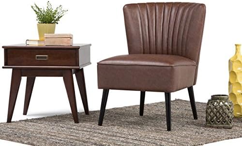 WYNDENHALL Addison Distressed Brown Faux Air Leather Club Chair