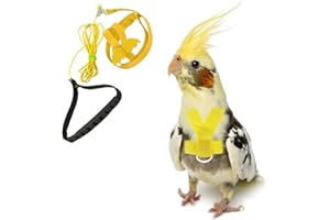 FORZENA Birds Adjustable Harness and Leash, Parrot Outdoor Flying Training Traction Rope Straps with Cute Wing for Small Animal Birds, Parrots, Pigeons, Lizard, Turtles (S,Yellow)