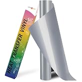 HTVRONT HTV Roll Heat Transfer Vinyl- 12" x 8ft Silver HTV Vinyl for Shirts | Iron on Vinyl for All Cutting Machines - Easy to Cut &amp; Weed for Heat Transfer Design (Silver)