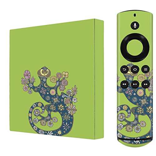 Amazon Fire TV [2nd Gen] 2015 Decal Mania Skin Sticker [Matching Wallpaper] - [Tribal Lizzard - Green] for Amazon Fire TV [2nd Gen] 2015