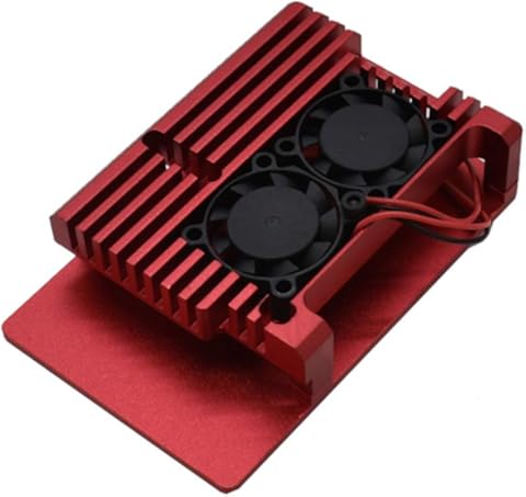 Wivarra para Raspberry Pi 4 Modelo B 2G Kit de Bricolaje Soporte WiFi con Carcasa Protectora AleacióN Aluminio CNC RefrigeracióN Ventilador Dual para Raspberry Pi 4B (Rojo)