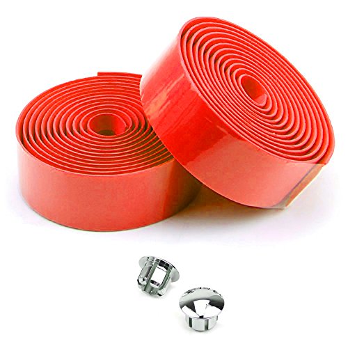 SODIAL(R) Road Bike Bicycle Cork Handlebar Bar Grip Wrap Tape + 2 Bar Plugs-Red