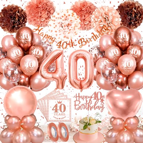 40th Birthday Decoration Rose Gold, 40th Birthday Balloons Woman | 40th Birthday Garlands, Balloons 40th Birthday, Party 40th Birthday Decoration Confetti for Decoration Birthday 40 Women
