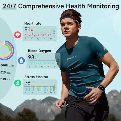 Smart Watch for Men Women, 1.8" Fitness Tracker for Android & iPhone, Answer/Make Calls, Alexa Built-in, Heart Rate/Sleep/SpO2 Monitor Smartwatch, 3ATM Waterproof Watches, 101+ Sport Modes, 2 Bands