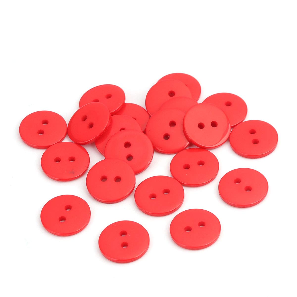 200 x Red Plain Round 2 Hole Sewing 15mm Buttons. for Cardmaking, Scrapbooking, Clothes Knitting