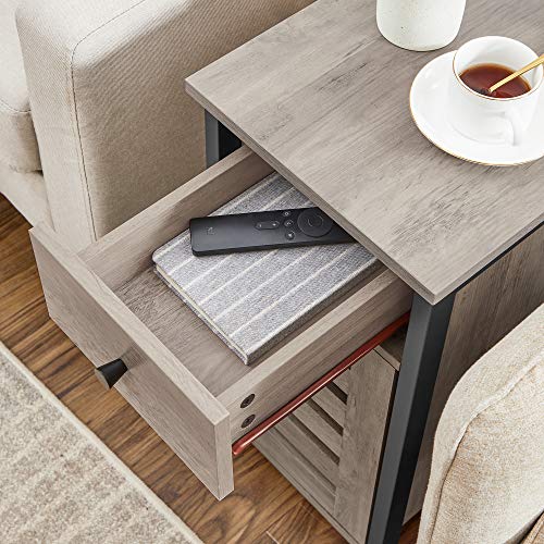 VASAGLE Lowell Narrow Side Table, Nightstand with Drawer, Shutter Door
