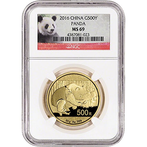 2016 CN China Gold Panda (30 g) Red Panda Label 500 Yuan MS69 NGC