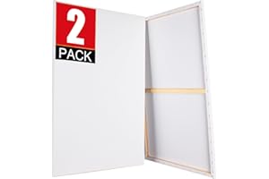 PALFIK Stretched Canvases for Painting 2 Pack 24x36 Canvas Large Canvas for Painting, White Painting Canvases for Acrylic, Oi