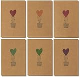 36 Pack Valentine Cards - Romantic Greeting Cards, Love Cards - Brown Kraft Paper Greeting Cards - 6 Colorful Heart Air Balloon Designs, Kraft Paper Envelopes Included - 4 x 6 Inches