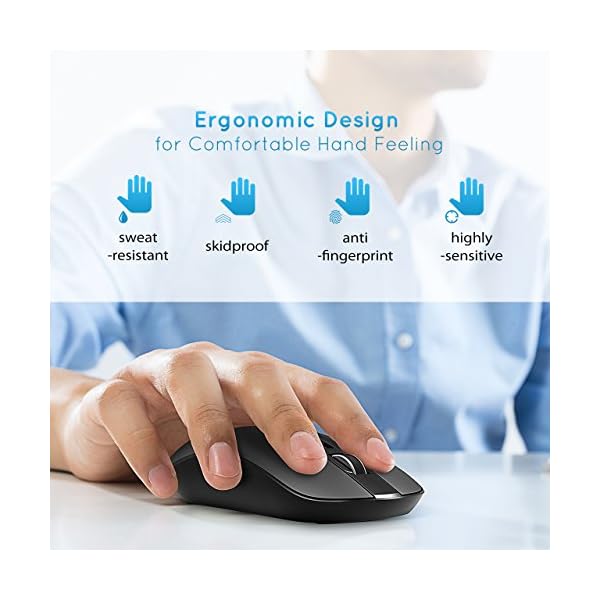 Wireless Mouse,【Slim & Noiseless】Patuoxun 2.4G USB PC Laptop Computer Cordless Mice with Nano Receiver,1600 DPI Mouse…