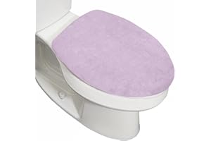 GORILLA GRIP Memory Foam Toilet Lid Seat Cover, Stays In Place Elastic Edges, Soft Velvet Bathroom Covers, Universal Fit for Standard Oblong Round Elongated Bath Room Bowl Lids, Washable, Light Purple