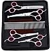 iSeaFly Dog Grooming Kit with Round Tip, Set of 5 Cat Dog Grooming Scissors, Stainless Steel Pet Grooming Shears for Full Body, Face, Nose, Ear and Paw (Pink)