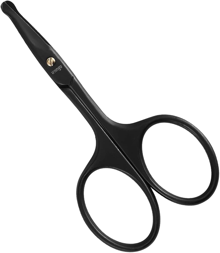 LIVINGO Nose Hair Scissors 3.75" Safety Curved Rounded Tip | Stainless Steel Construction, Facial Hair Ear Hair Eyebrow Trimm