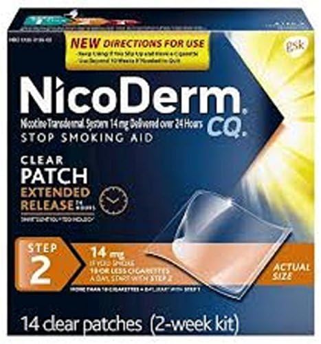 Nicoderm Cq Step 2 Clear Stop Smoking Patch, 14 Mg Smart Control Release, 2 Weeks, 14 Patches by Glaxo Smith Klein