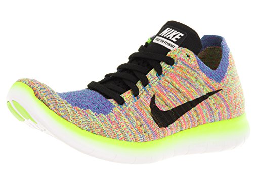 Nike Womens Shoes Free RN Flyknit Running Sneakers White Hyper Punch 831070 (8.5 M US, White/Black/Blue/Hyper Punch)