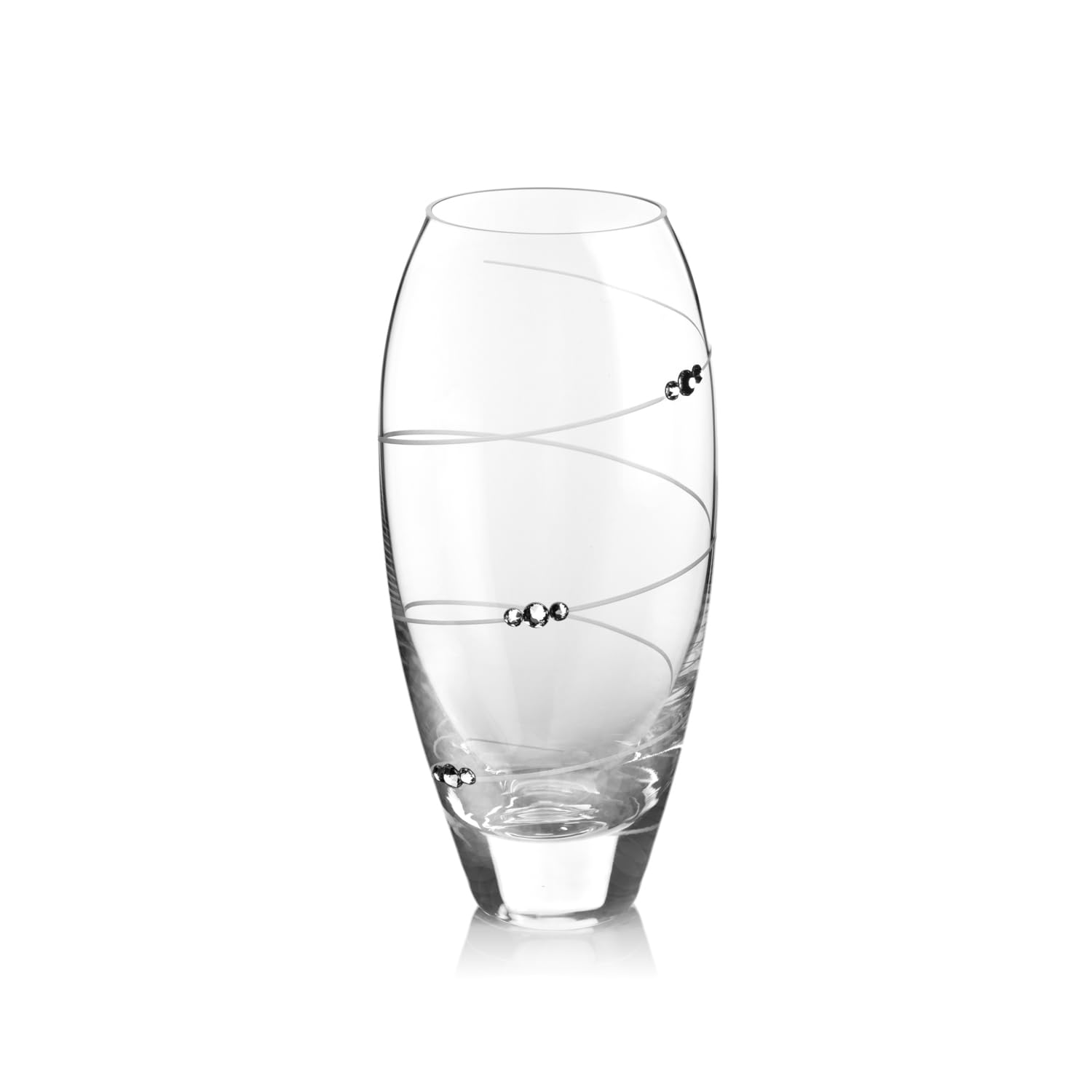 DIAMANTE Swarovski Bud Vase 'Swirl' - Small Hand Etched Crystal Vase with Swarovski Crystals - 18cm Gift Packed (7 inches tall)