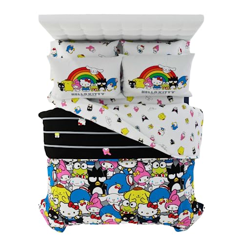 Franco Collectibles Sanrio Hello Kitty & Friends Bedding 7 Piece Super Soft Comforter and Sheet Set with Sham, Queen, (100% Official Licensed Product)