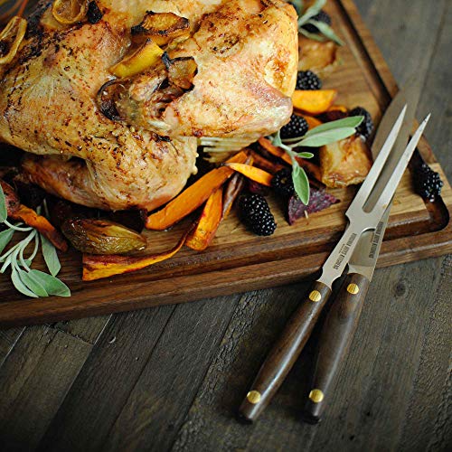 2 Piece Carving Knife Set Made in USA by Virginia Boys Kitchens - Professional Stainless Steel Full Tang Blades with Walnut Wood Handles