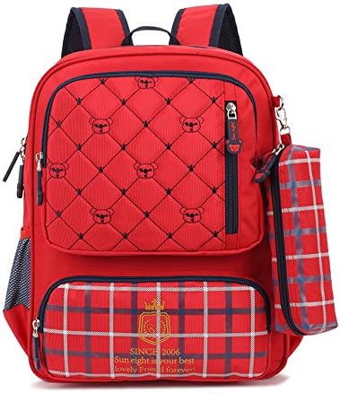 Grades 3-6 Orthopedic Breathable Primary School Bags Kids Backpack For Teenagers Boys Girls(Red)
