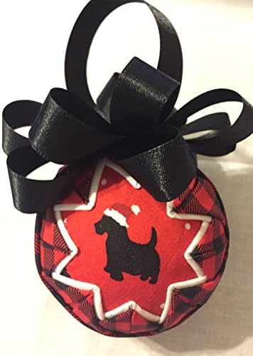 Scottie Dog Santa fabric Christmas ornament