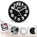 Cockii Wall Clock 13 Inch with Large 3D Numbers, Silent Non-Ticking Quartz Decorative Round Clock, Battery Operated, Easy to Read for Home, Office, School (Black)