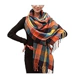 ARJOSA Pashmina Knitted Plaid Checked Pattern Scarf Wrap Shawl for Women