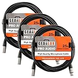 Gearlux XLR Microphone Cable, 25 Foot - 3 Pack