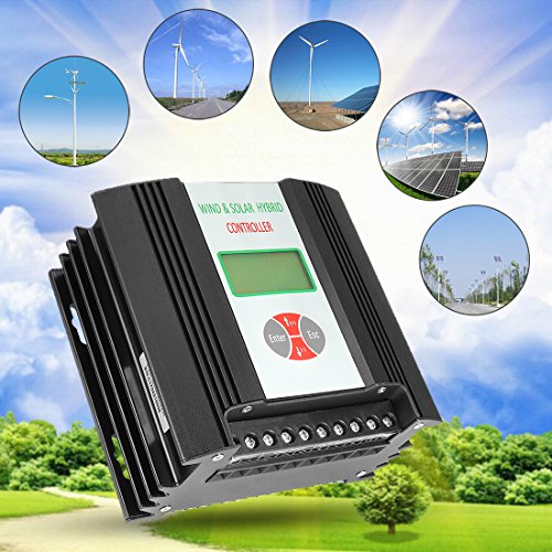 image for uxcell 500W Wind + 150W Solar LCD Wind/Solar Power Hybrid Street Light