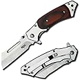 Rtek 4.75" Spring Assisted Cleaver Pocket Folding Knife Razor Blade Pearl 5 colors (Wood)