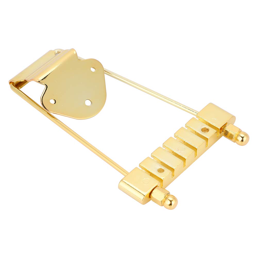 6 String Guitar Bridge, Metal Bridge with Screws Wrench for 6 String Jazz Guitar Tailpiece Rosewood Base Bridge(Gold)