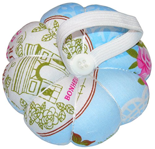 Lontenrea Pumpkin Pin Cushion Wearable Wrist Needle Pincushions (Pattern Tend to Blue + Pink)