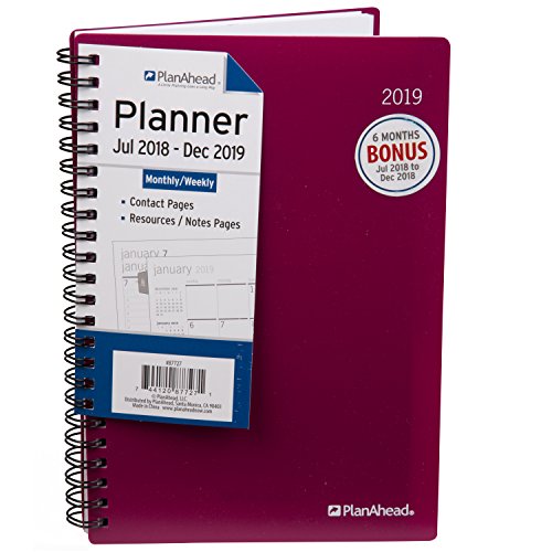 PlanAhead 2019 Planner, 18 Month Medium Weekly/Monthly Planner - Includes Additional Contact Pages